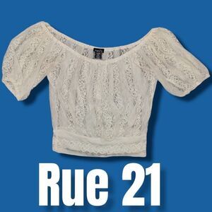 Rue 21 Lace Off Shoulder Crop Top Medium